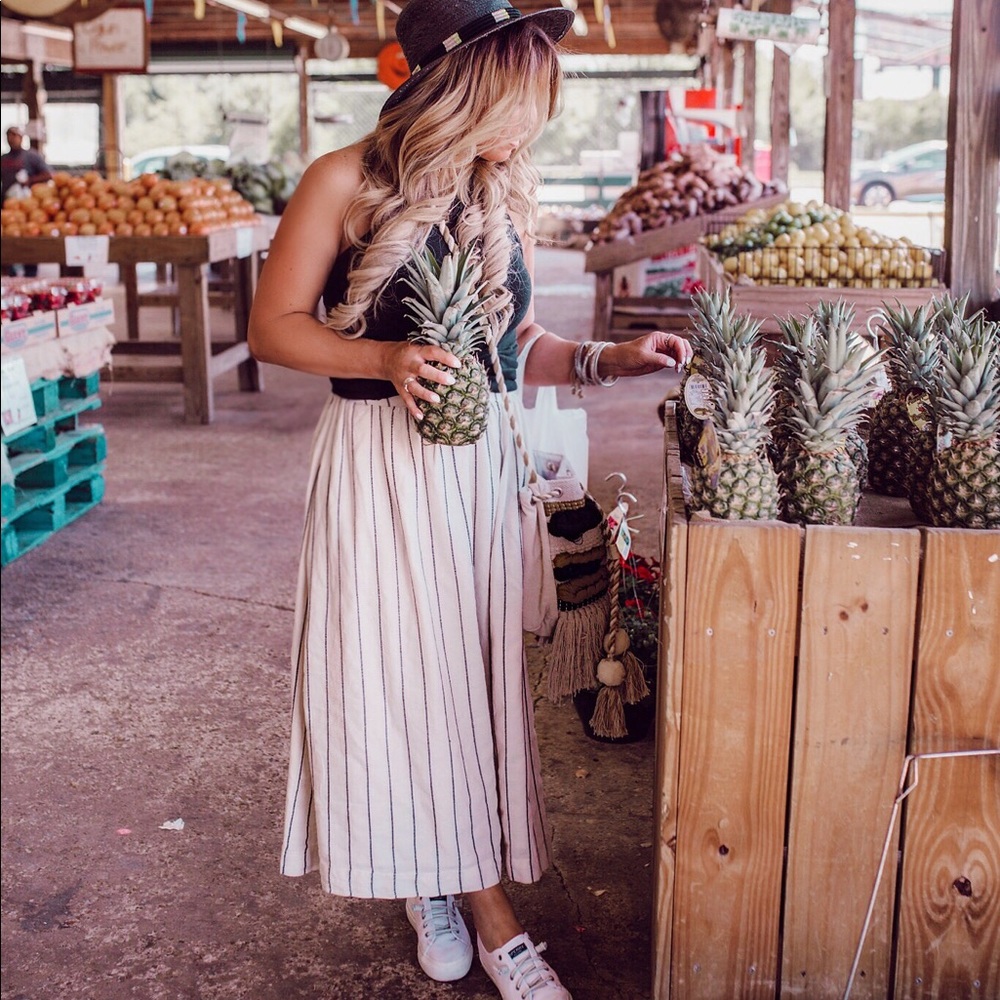 Ivory Maxi Skirt w/ black stripes Sz S/M